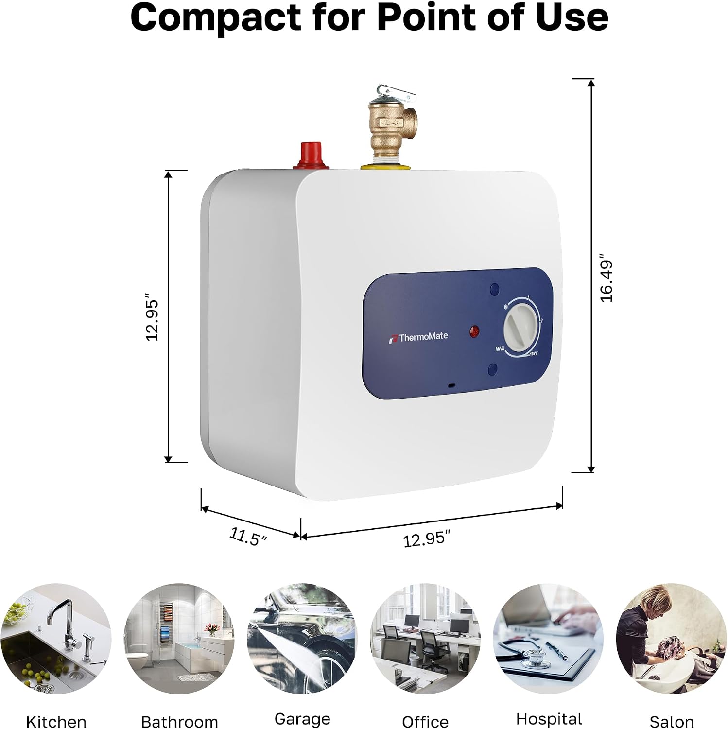 Detalle 2 de ThermoMate ES250 Mini Tank Water Heater, 2.5 Gallons, 120V, 1440W