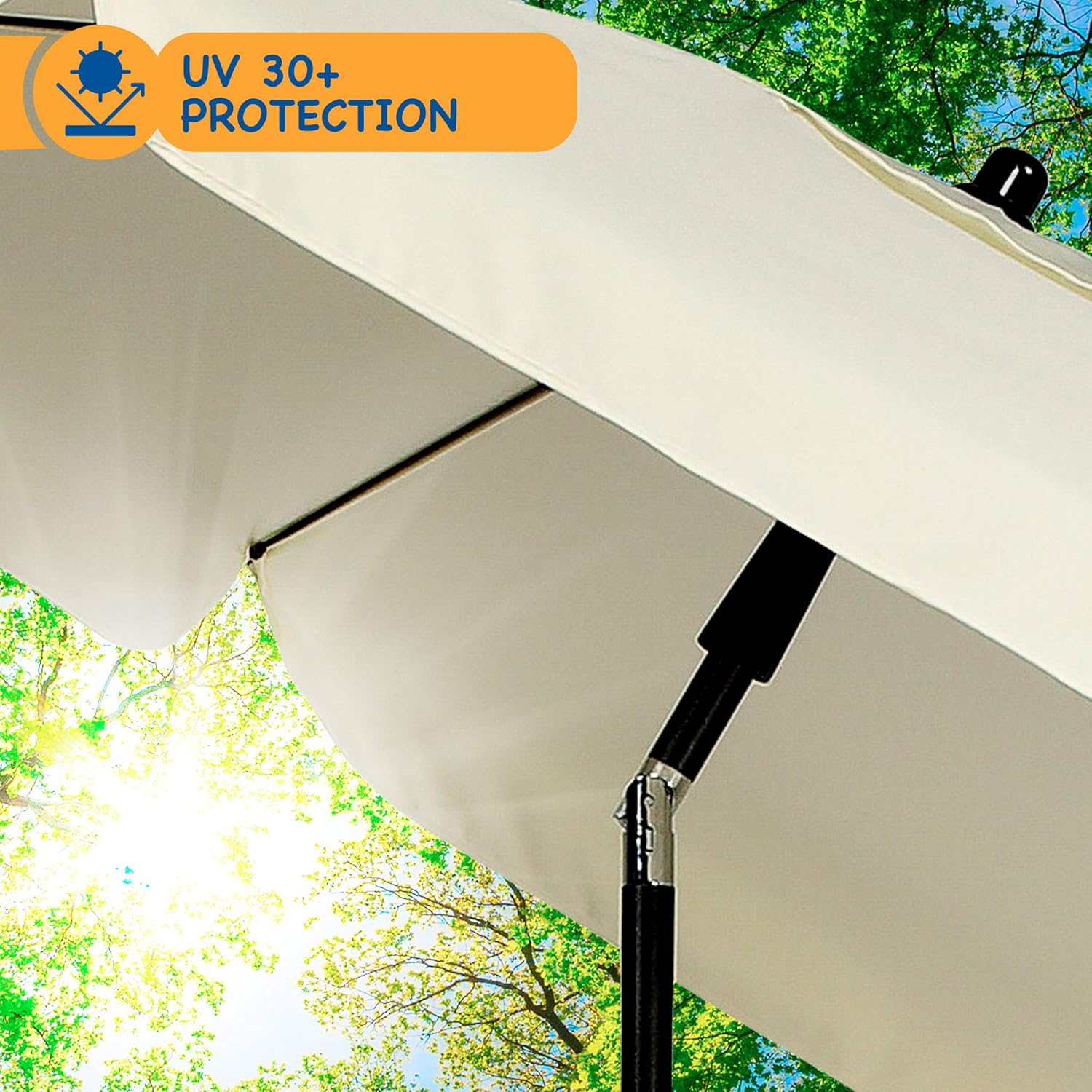 Thumbnail 2 de SUNMER 2M Beach Umbrella (Large Tilting) – Ivory, water-repellent & UV-protective parasol with 2-piece steel pole