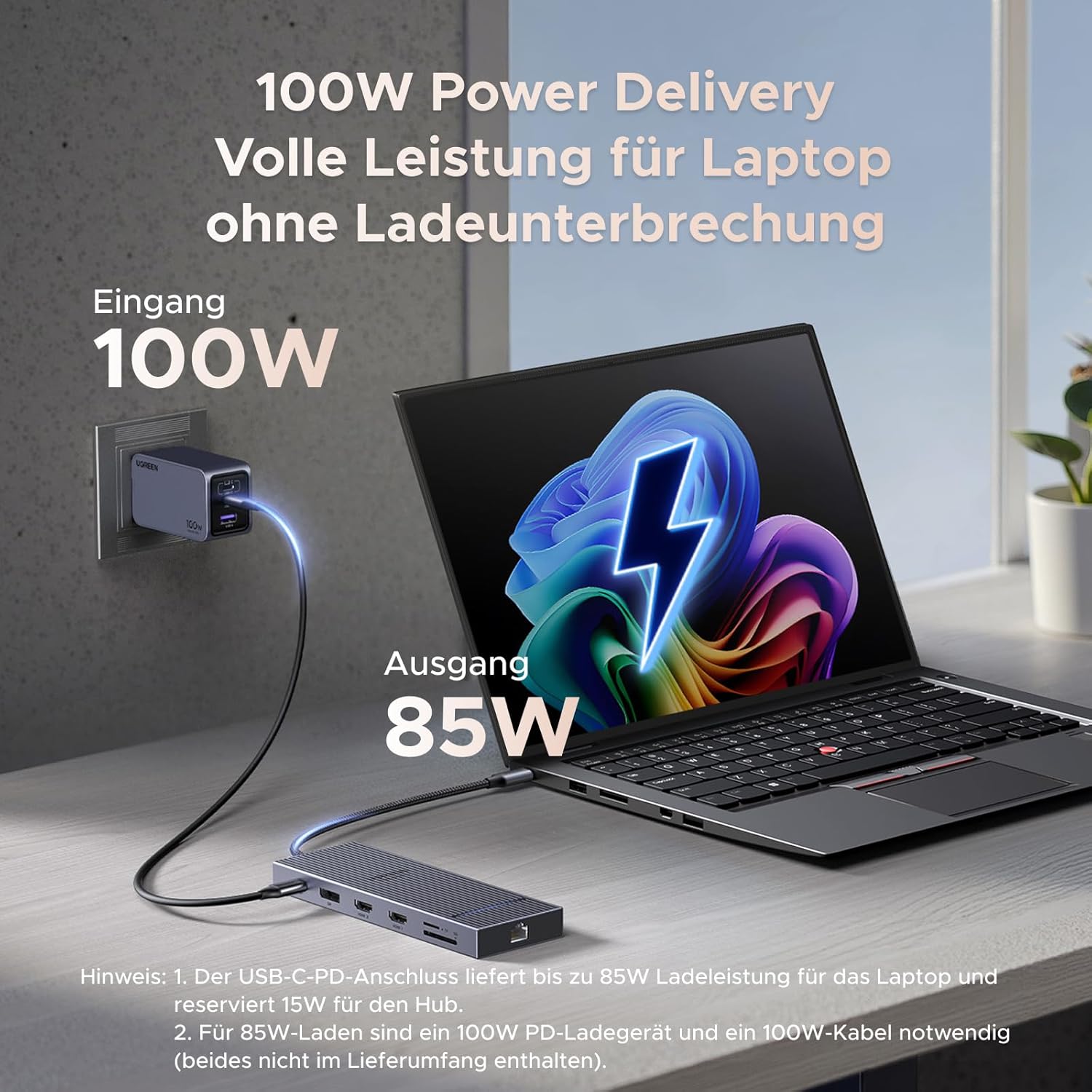 Thumbnail 5 de UGREEN Triple Display Dock mit 2× HDMI 4K@60 Hz, DisplayPort 4K@120 Hz, USB-C 10 Gbps, LAN & 100W PD