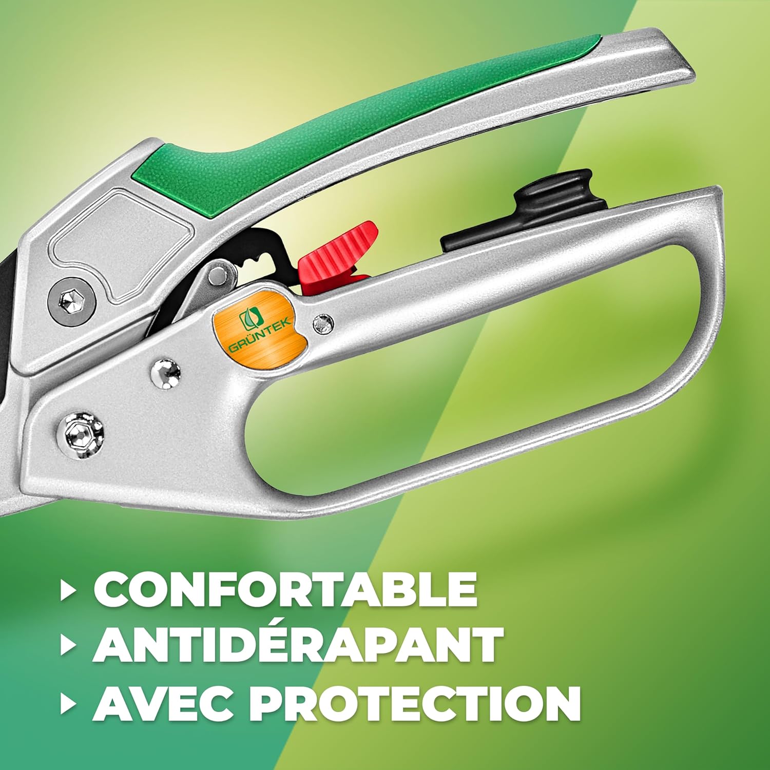 Thumbnail 3 de GRÜNTEK Sécateur de Jardin Professionnel à Cliquet Automatique et Enclume 20 cm – Condor