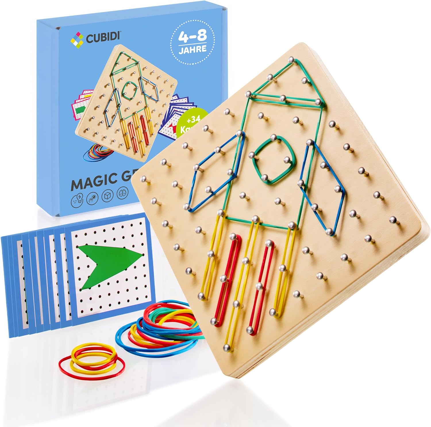 CUBIDI Geoboard in legno per bambini 34 modelli