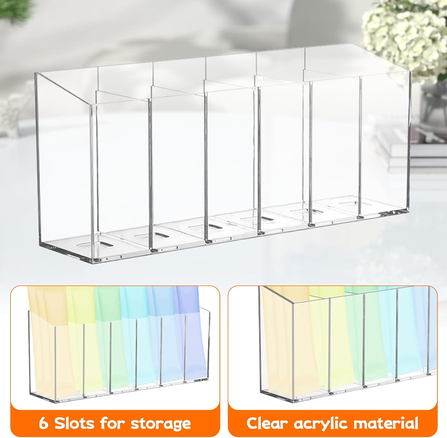 Thumbnail 4 de Acrylic Drink Packet Storage Organizer 6 Compartment