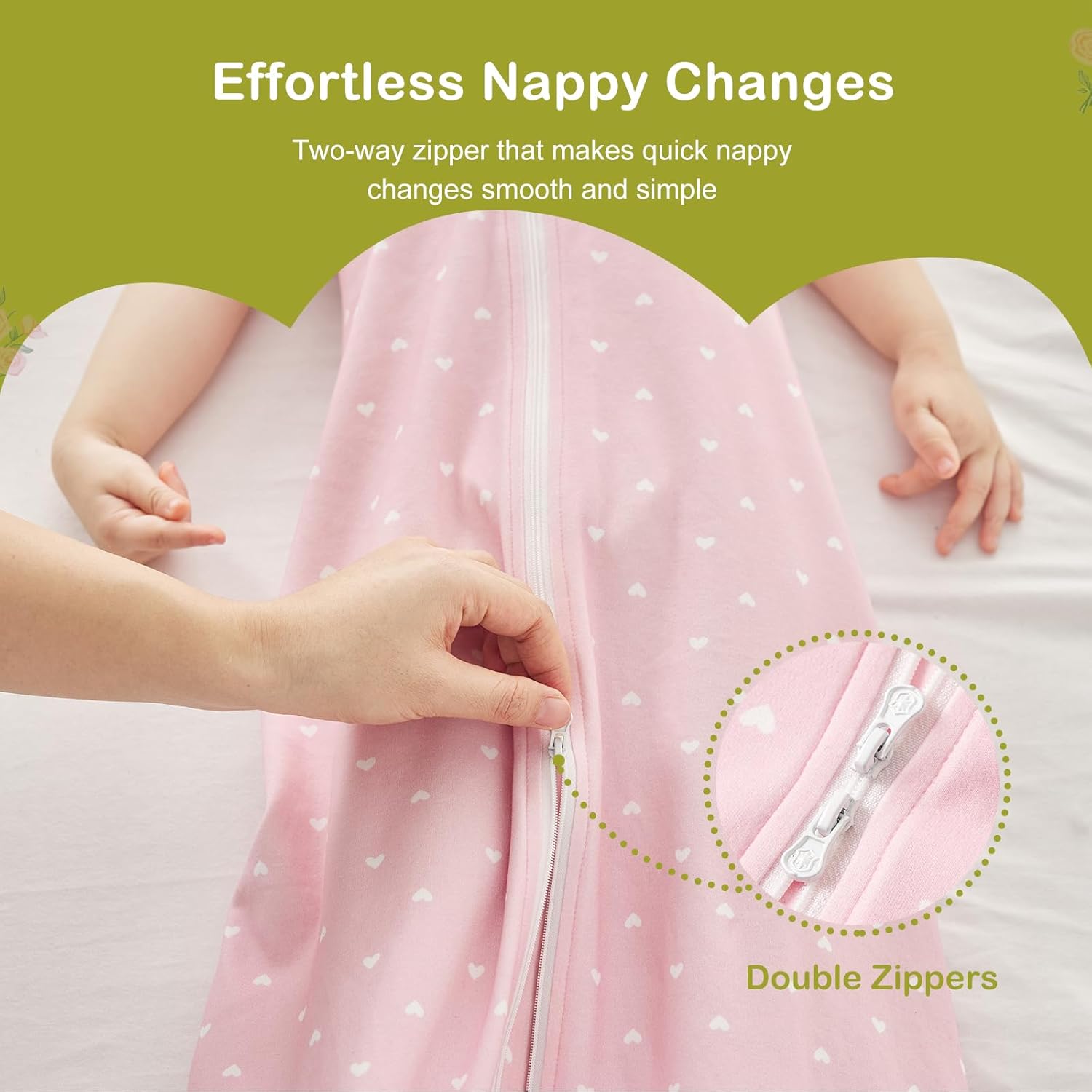 Thumbnail 4 de Nivolltha 2 Pack Super Soft 0.5 TOG Cotton Baby Sleeping Bags (Bloom & Pink) – 18–36 Months