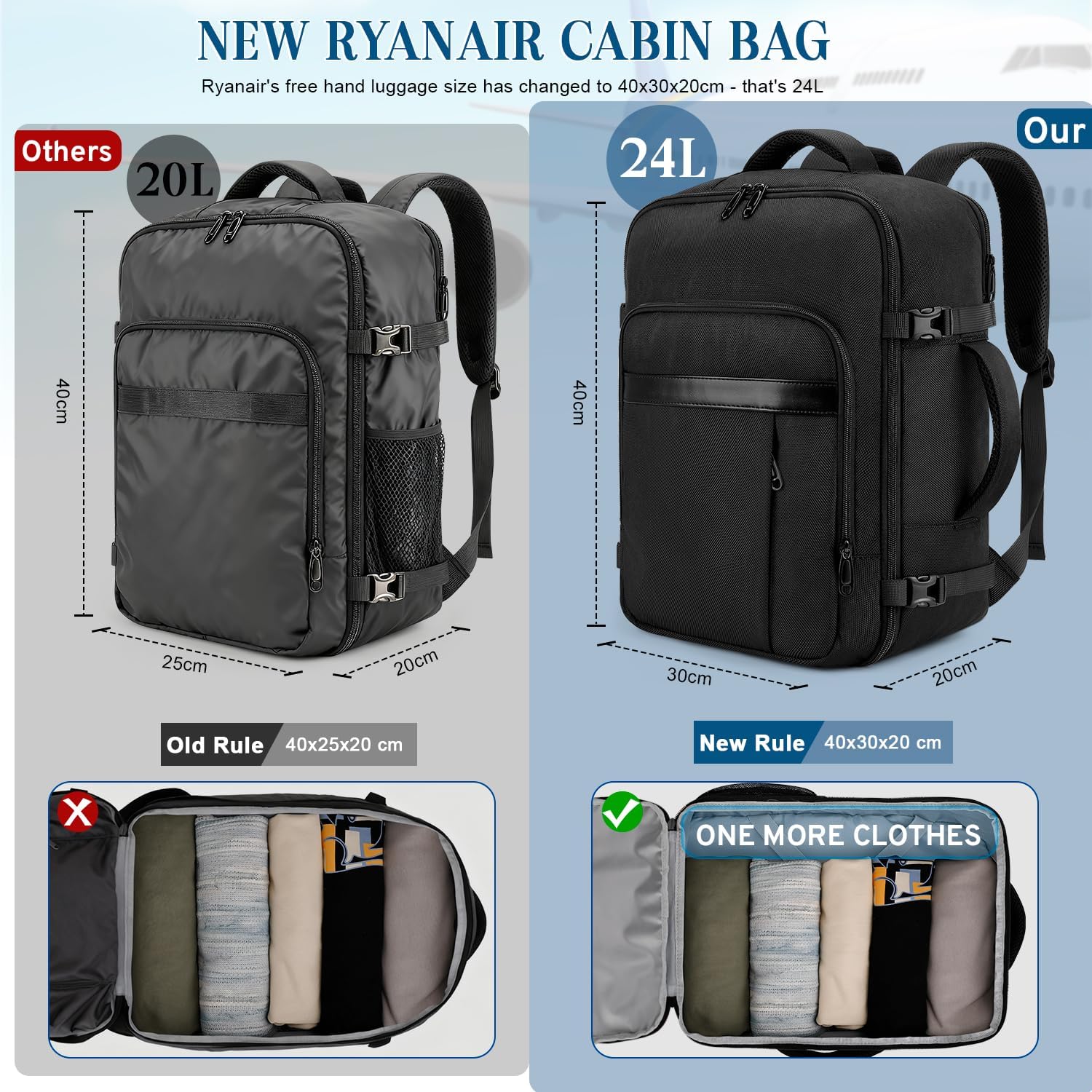 Thumbnail 1 de VSNOON Ryanair 40x30x20 24L cabin backpack