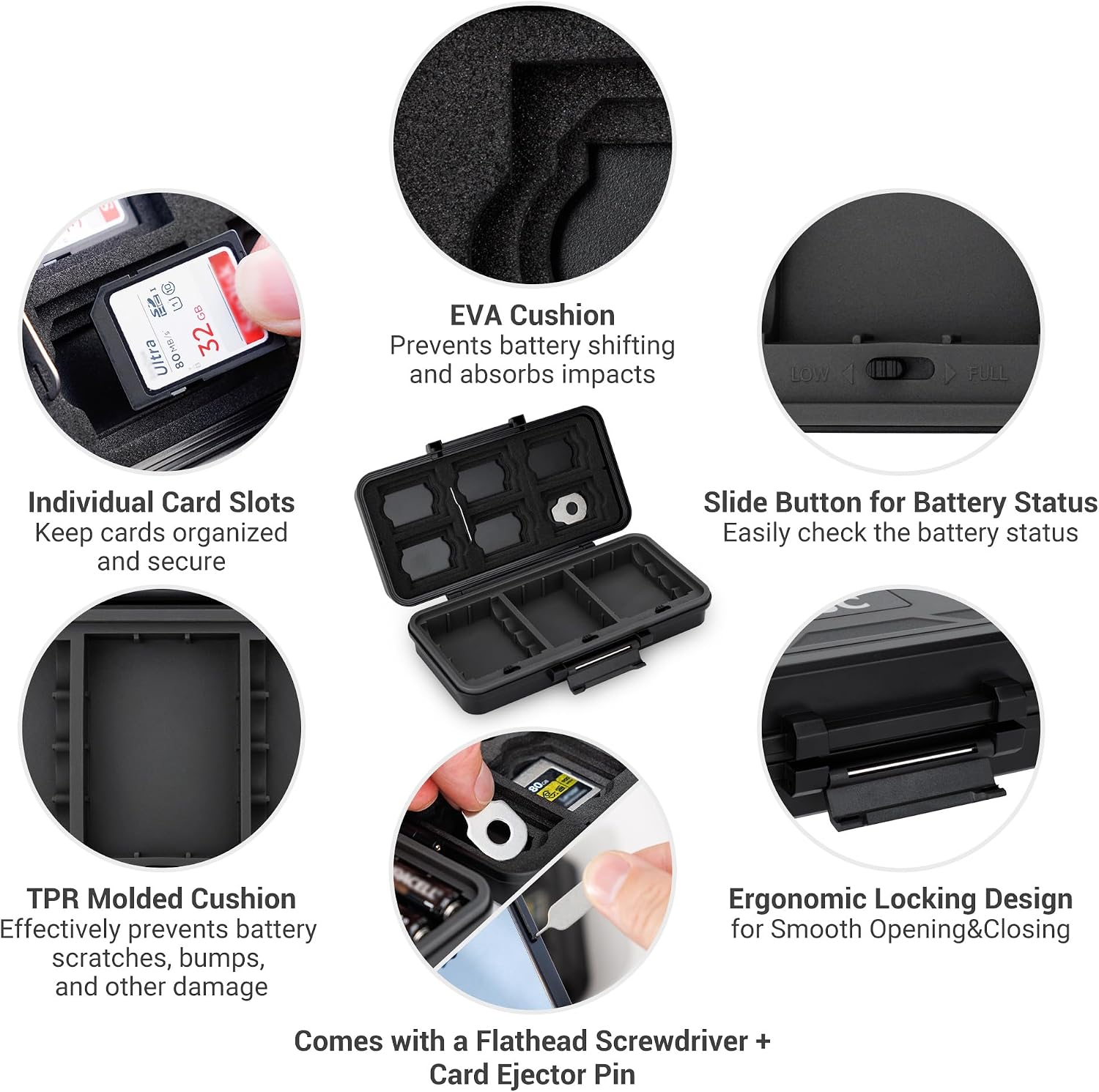 Detalle de JJC 3IN1 Memory Card Case 3 battery slots