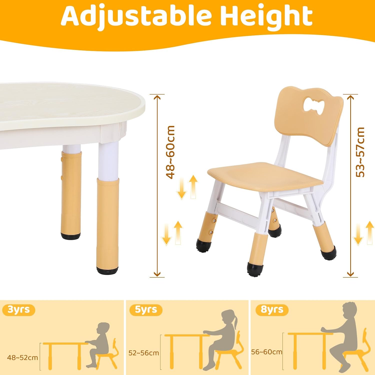 Thumbnail 6 de Clevich Kids Table with 2 Chair Sets – Height Adjustable Peanut-Shaped Art Table for Ages 2–10