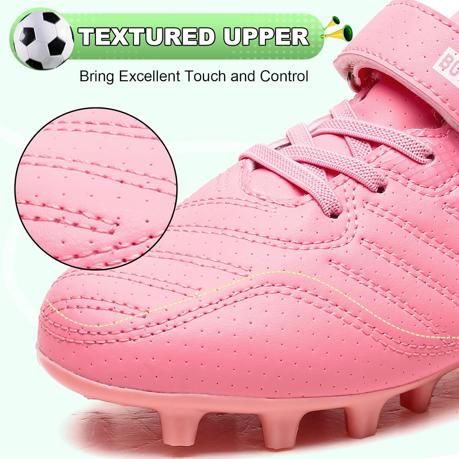 Detalle de BUWTDAY Kids Soccer Cleats (Boys & Girls) for Firm Ground Youth Football Shoes