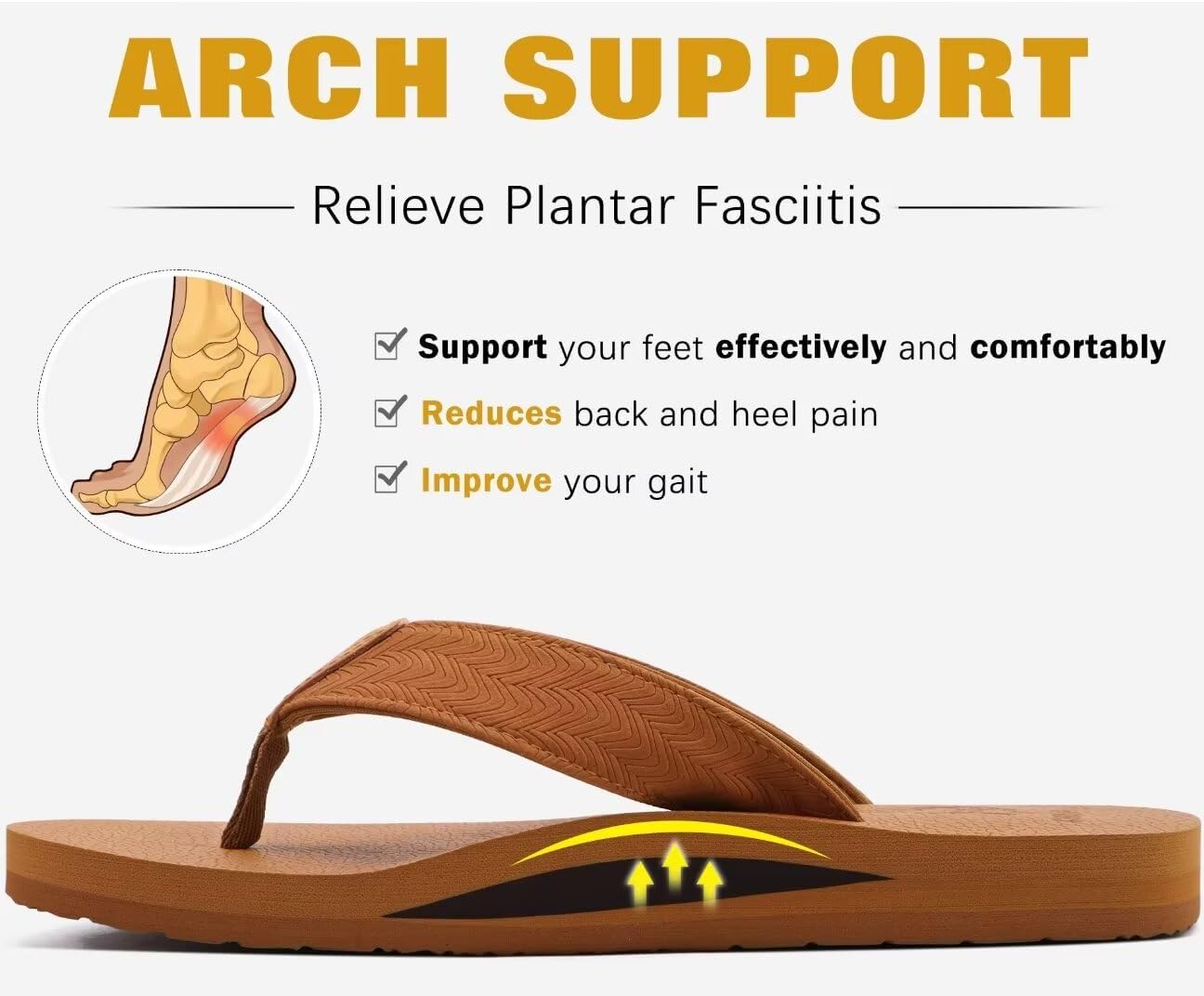 Thumbnail 3 de KuaiLu Men's Yoga Mat Leather Flip Flops with Arch Support — Cushioned Comfort and Non-Slip Sole