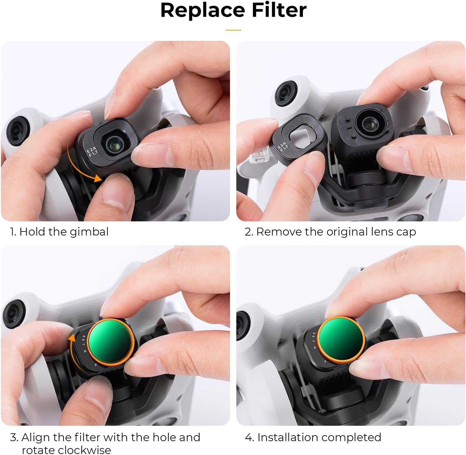 Thumbnail 5 de K&F CONCEPT Mini 4 PRO ND Filtro Variabile ND32-512 per DJI Mini 4 Pro