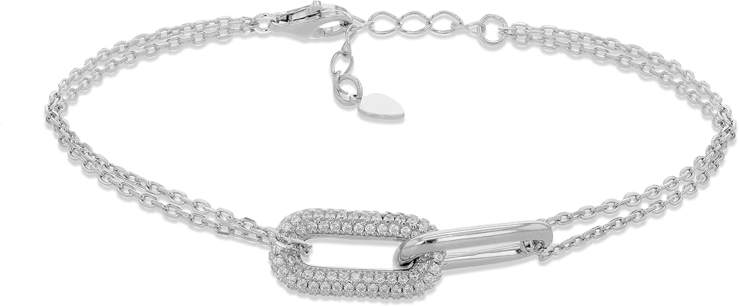 Thumbnail 6 de Bracelet Amazon Essentials à maillons pavés dorés en argent sterling et or jaune