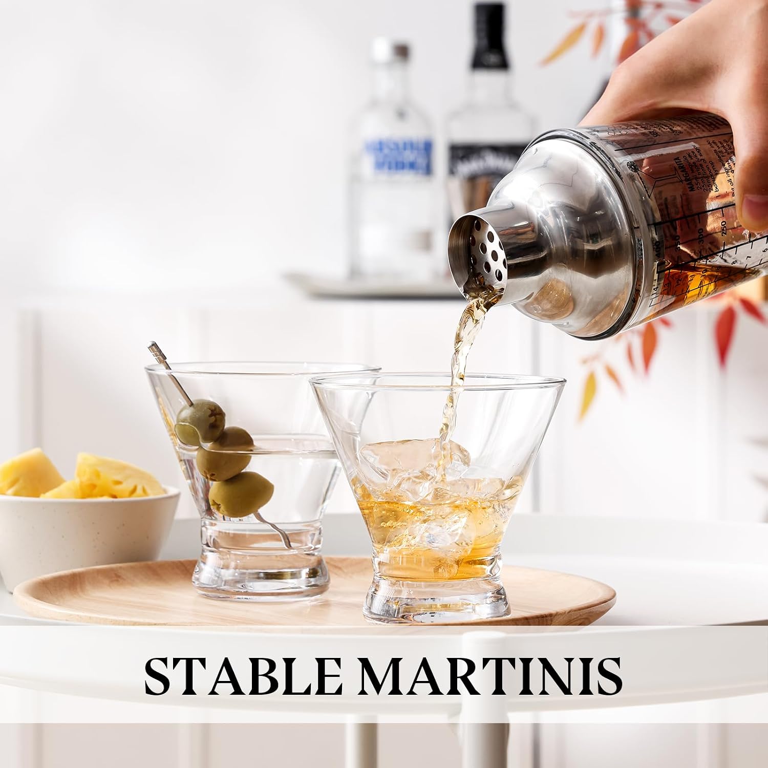 Detalle 2 de OUWO 8 oz Stemless Martini Glasses, Set of 6, Lead-Free Crystal