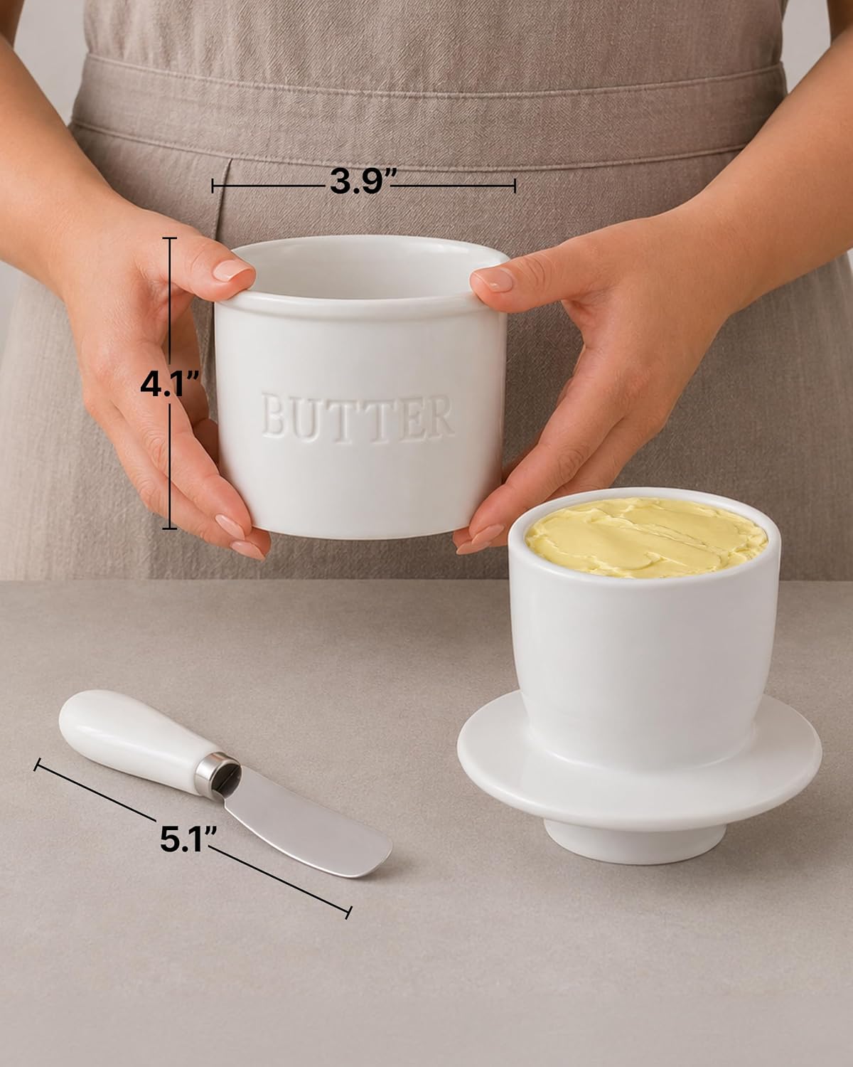 Detalle 2 de Zulay Bell Shaped Butter Crock with Lid