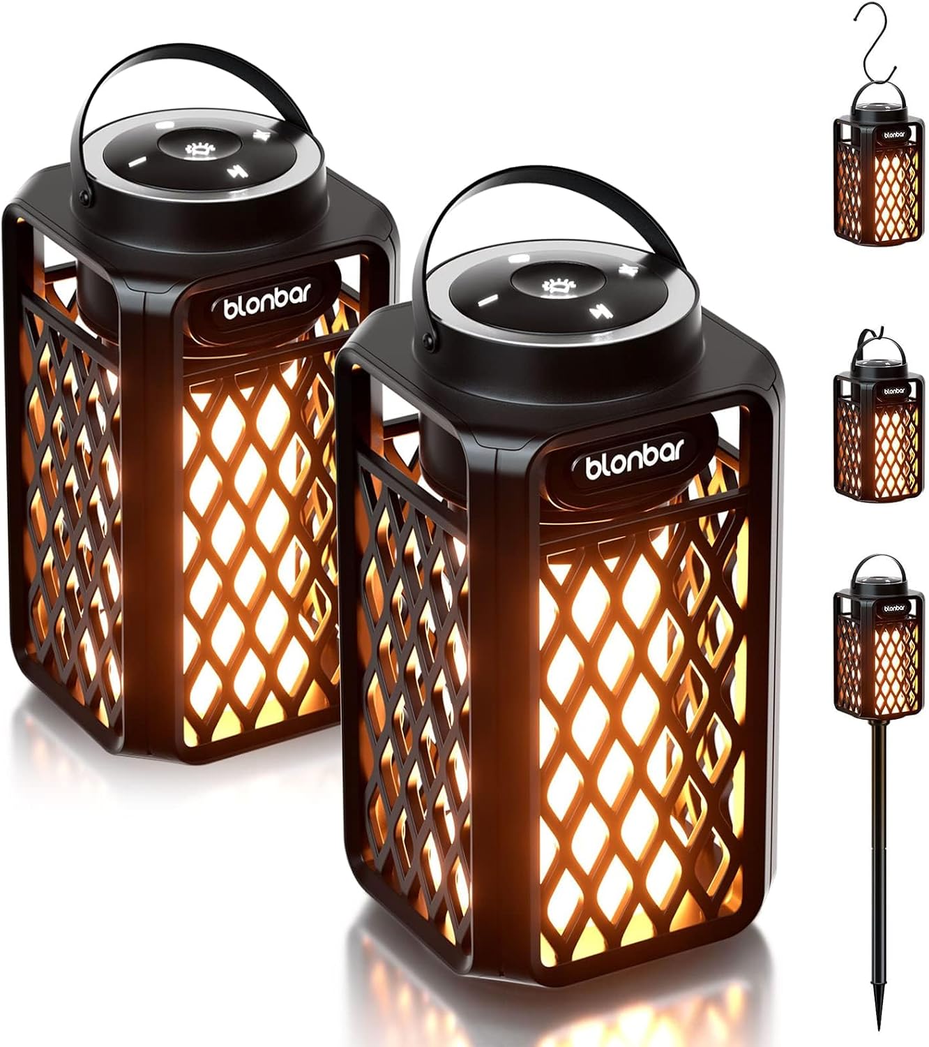 Detalle de blonbar Bluetooth-Lautsprecher mit Flammenlicht (IP65) – Outdoor-Lautsprecher & Taschenlampen-Optik für Terrasse und Garten