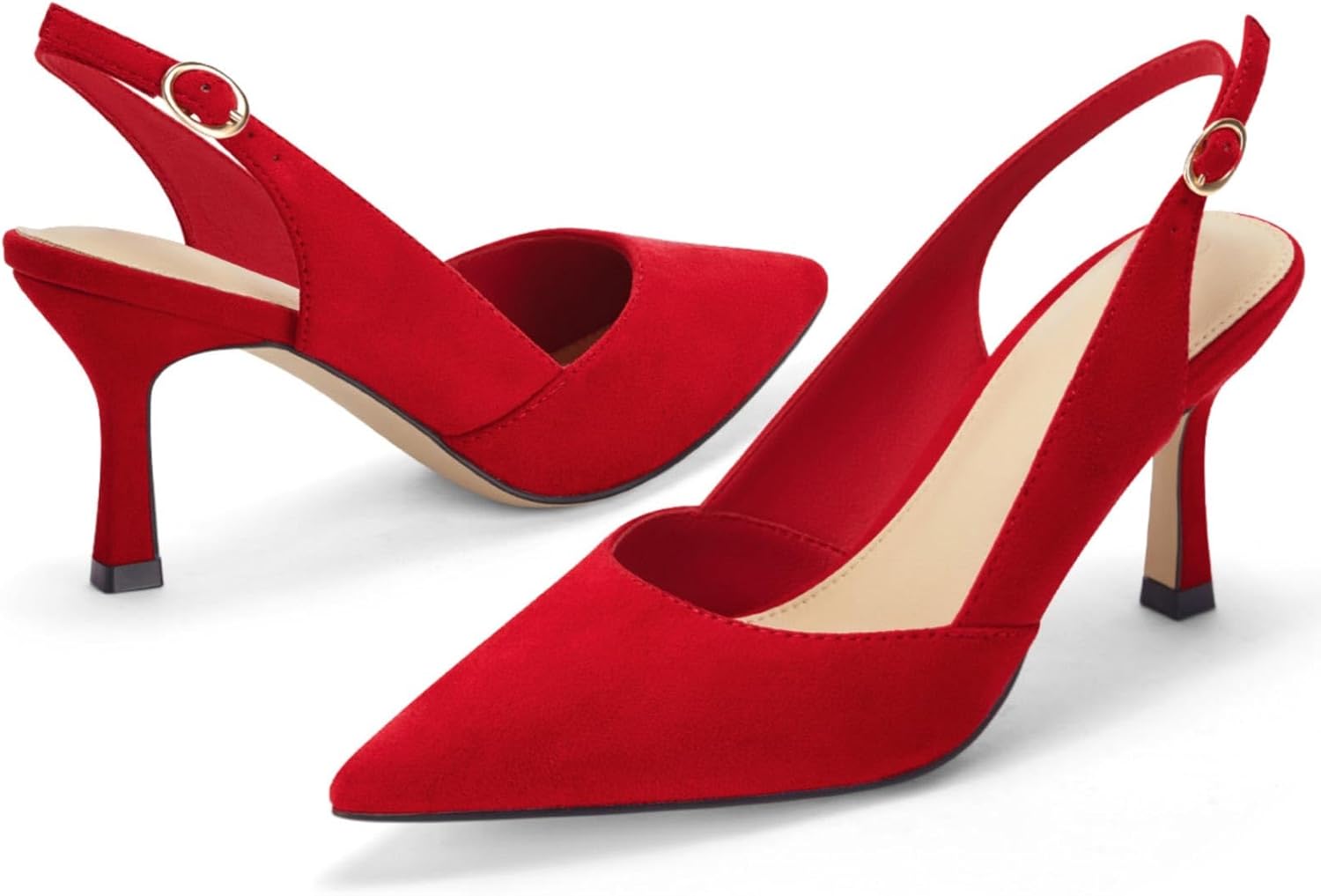 Detalle de Rilista Women’s Slingback Kitten Heels with Closed Pointed Toe