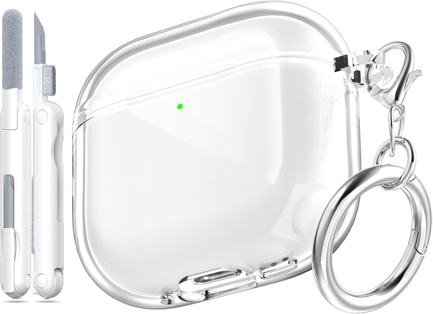 Detalle de MHYALUDO AirPods 4 Case with Cleaning Kit & Lanyard – Clear TPU, Military-Grade Shockproof
