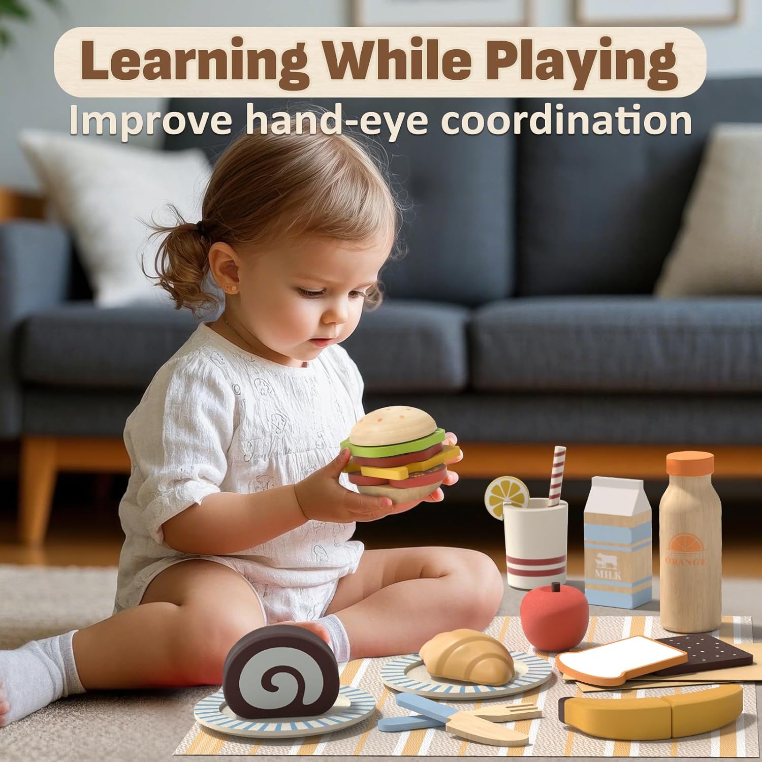 Detalle 2 de Lehoo Castle Wooden Play Food: A Well-Thought Wooden Kitchen Set for 3+ Year Olds
