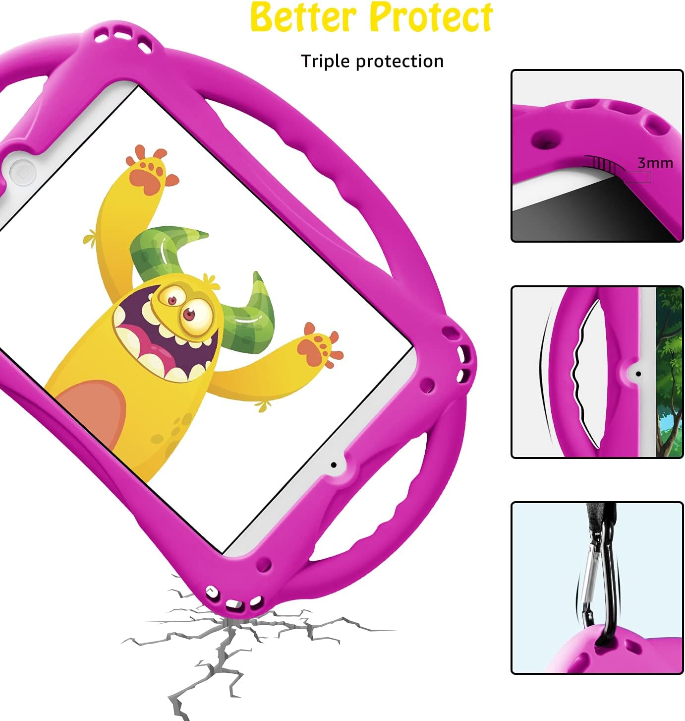 Detalle de TopEsct Kids Case for 7.9 inch iPad Mini (Gen 1–5) – Silicone Shockproof Cover with Handle, Stand and Strap (Purple)
