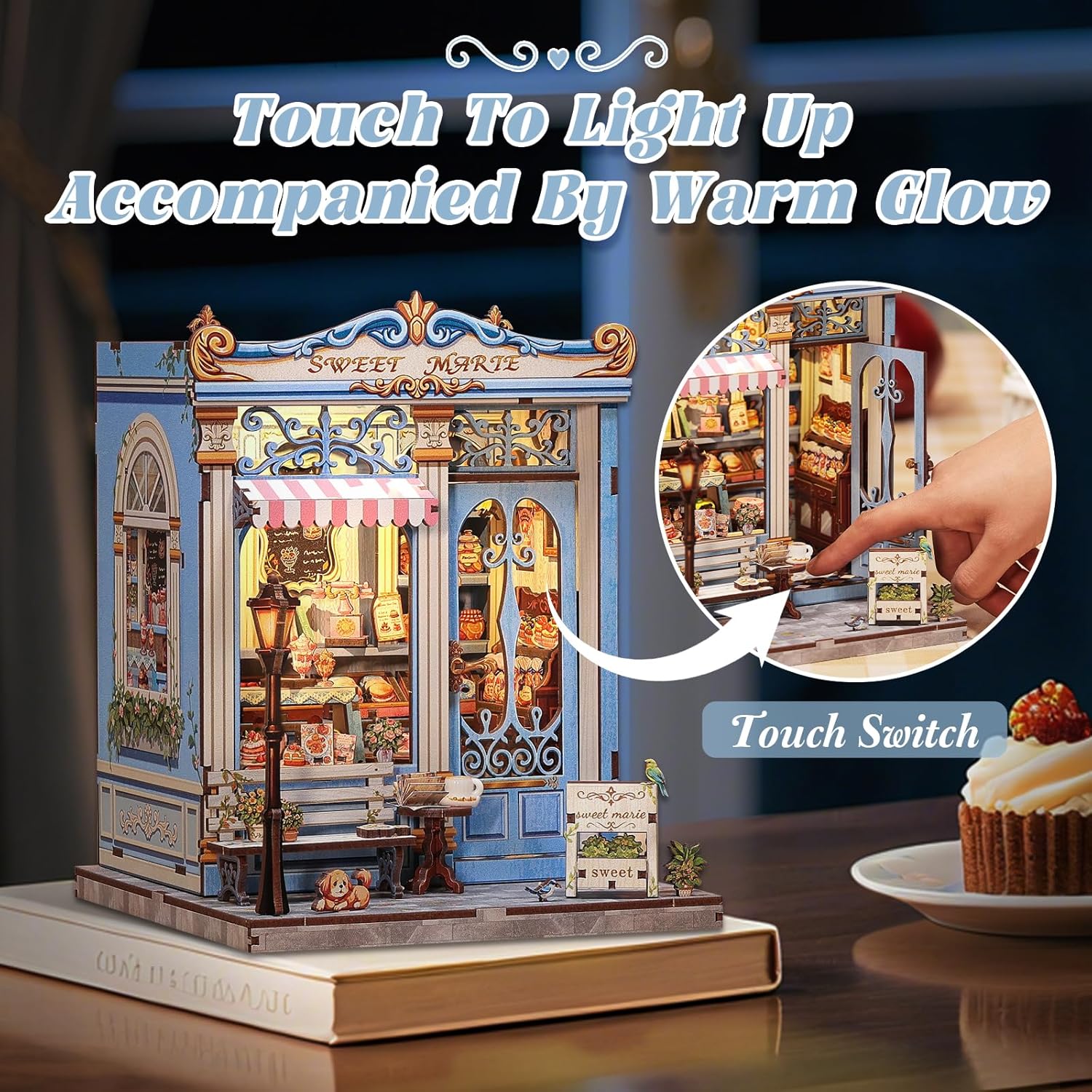Detalle de Fsolis Book Nook Kit DIY Miniature House (Sweet Marie) — 3D Wooden Puzzle Diorama for Adults