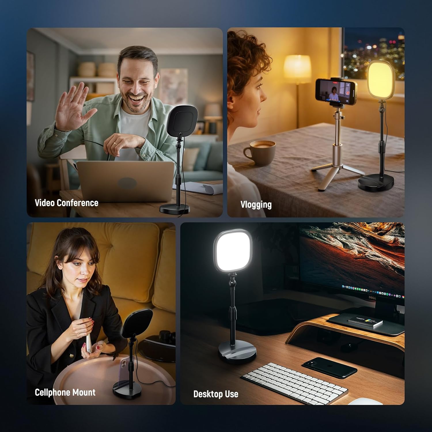 Thumbnail 6 de NEEWER Basics 2 Pack 5" Desk Light (Edge Lit) with Stands – Bi-Colour LED for Video Calls, Streaming & Recording