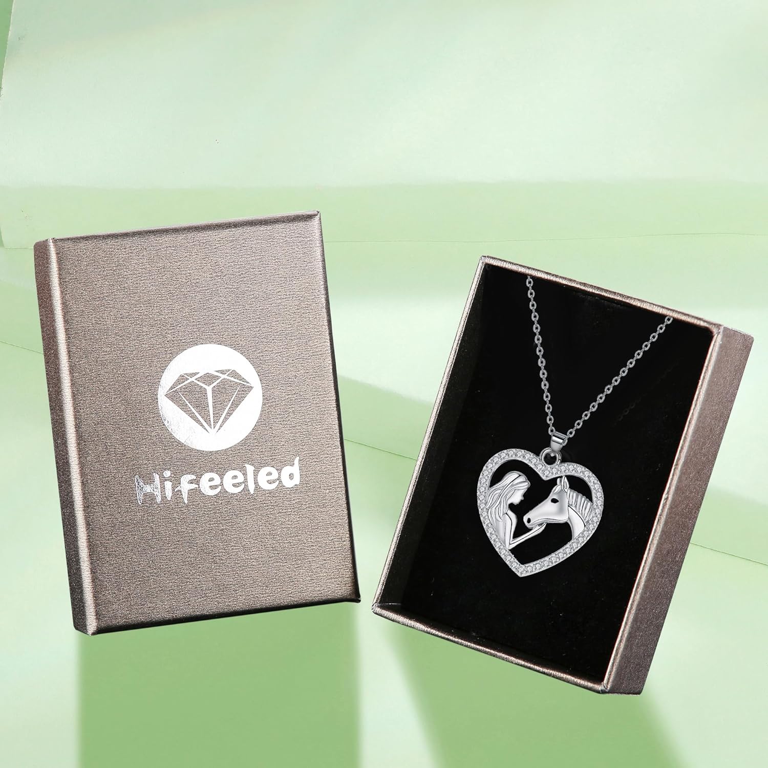 Detalle de Hifeeled Collier pour Femme en Argent Sterling 925 – Pendentif cheval, cadeau original