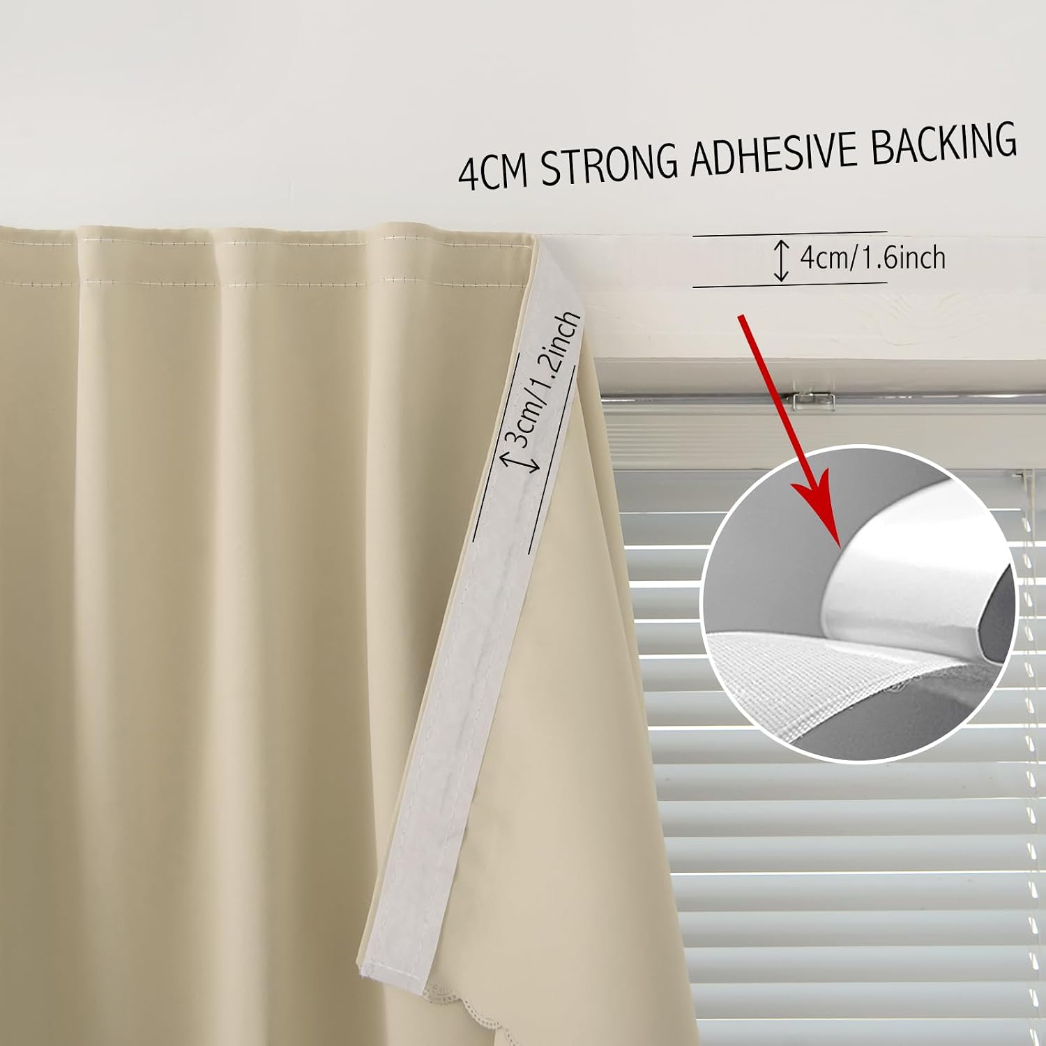 Thumbnail 6 de Sovtfides Self-Adhesive Blackout Curtain, Beige, 35 x 71 Inch, 1 Panel