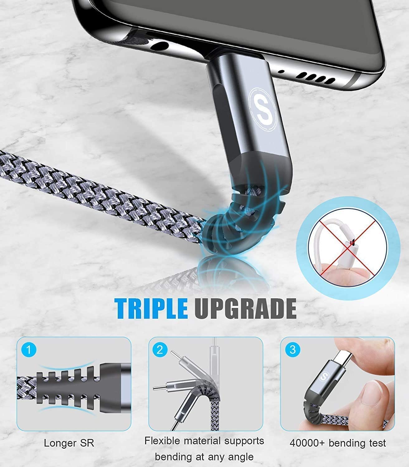 Detalle 2 de sweguard USB Type C Charger Cable 3-Pack