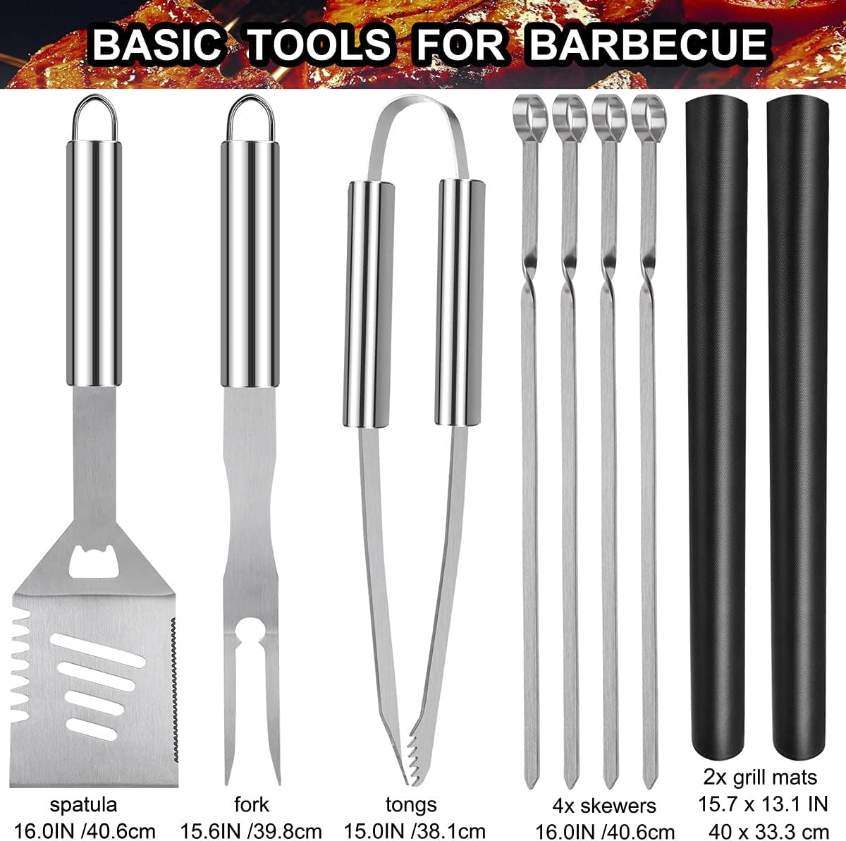 Detalle 2 de Grilljoy 24-Piece Stainless Steel BBQ Tool Set with Aluminium Case