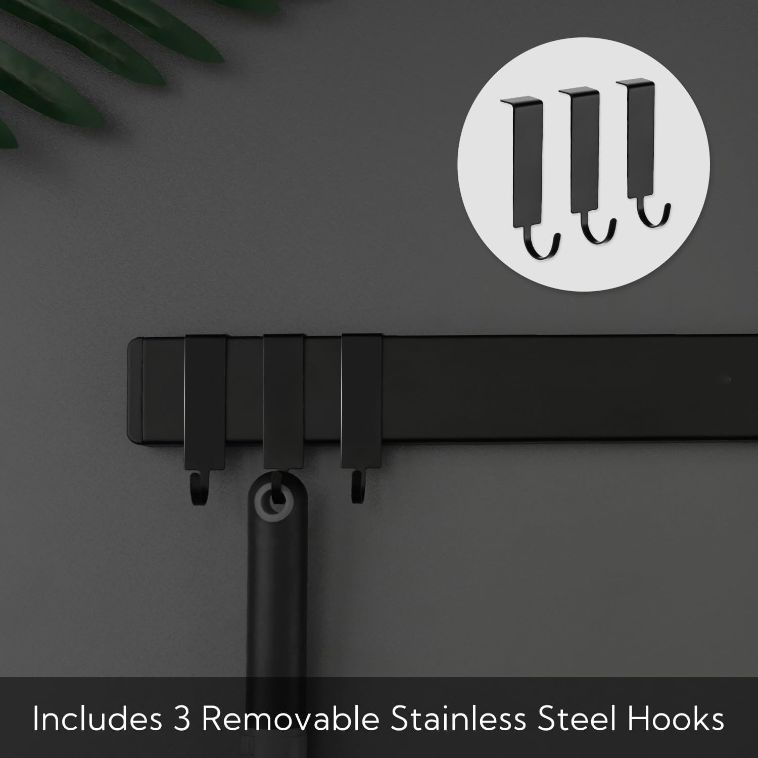Detalle de trhillsbrad 50cm, Black magneetstrip voor messen, zwart en zelfklevend