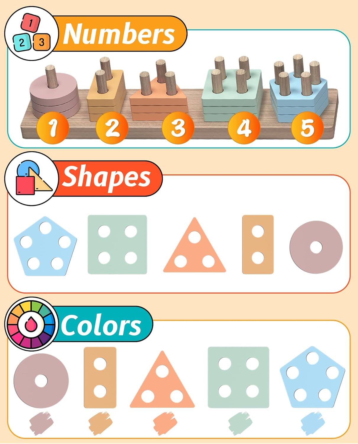 Detalle 2 de kecristv Montessori Shape Sorter 20-Piece
