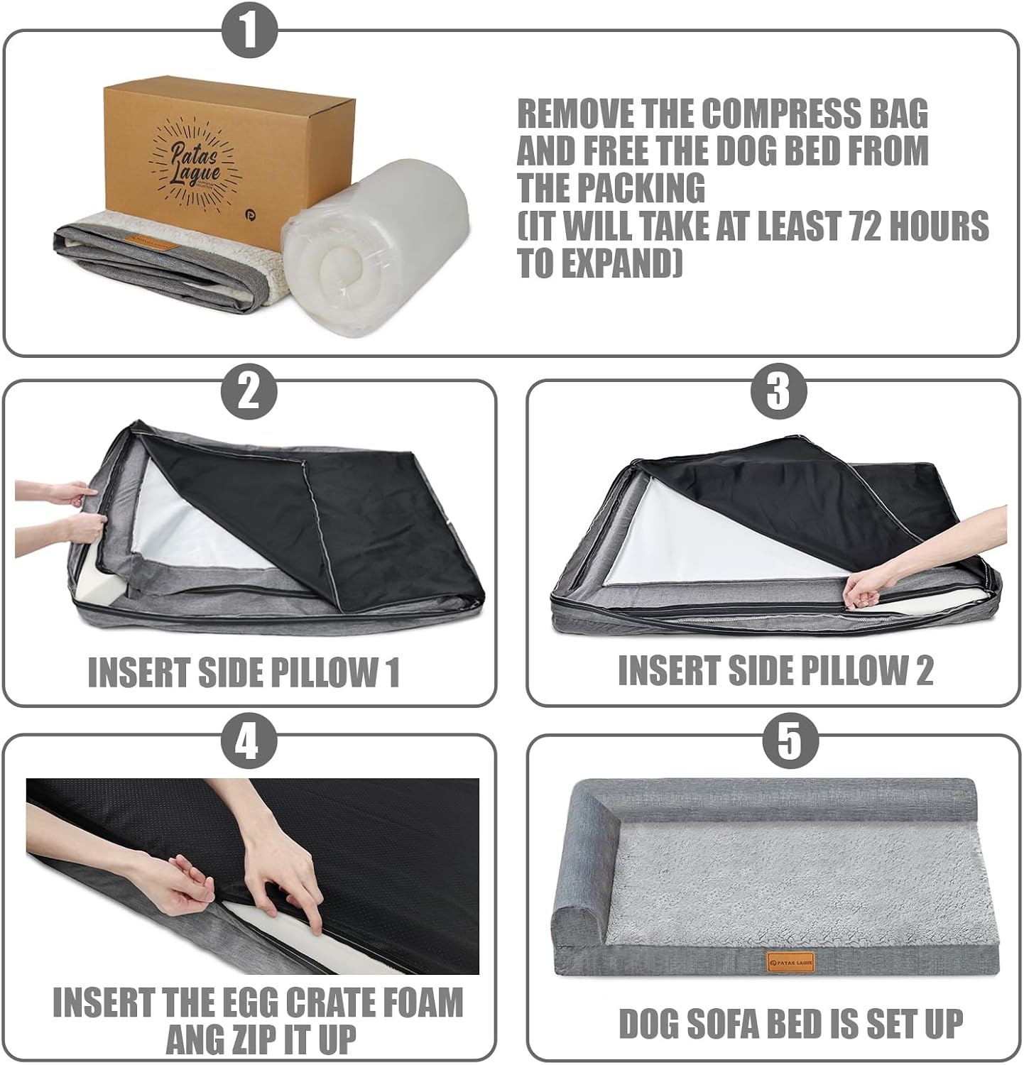 Thumbnail 6 de Patas Lague JDM-L-HEI56b Orthopedic Dog Bed, 56 x 40-Inch Egg-Crate Foam