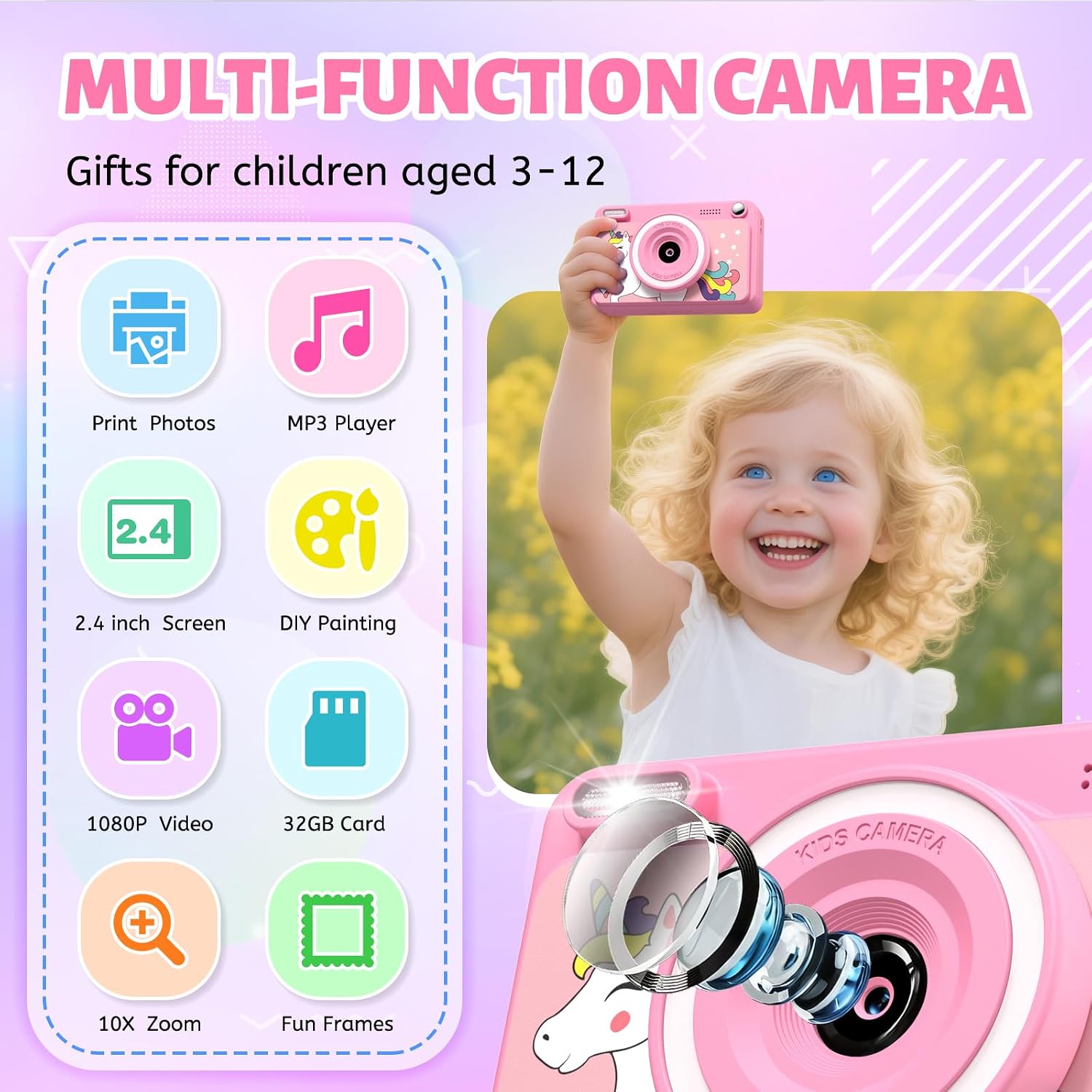 Detalle 2 de GREENKINDER Kids Camera Instant Print 1080P