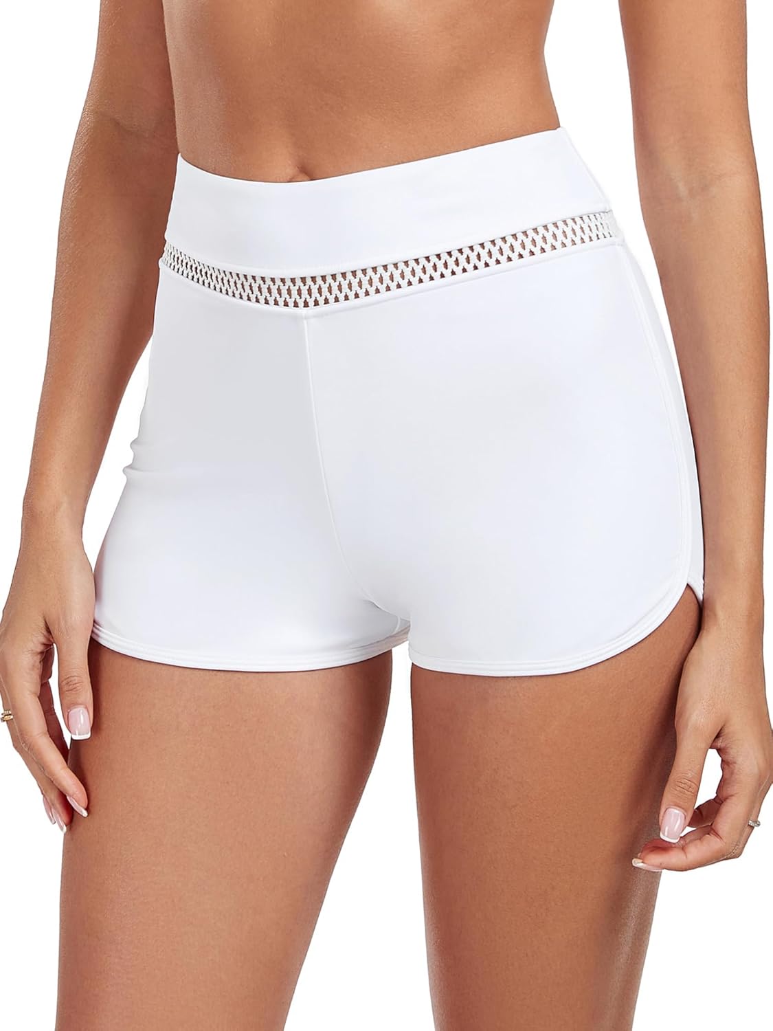 Detalle de Ocean Blues Women's High Waisted Board Shorts Mesh-Trim Tankini Boyshorts