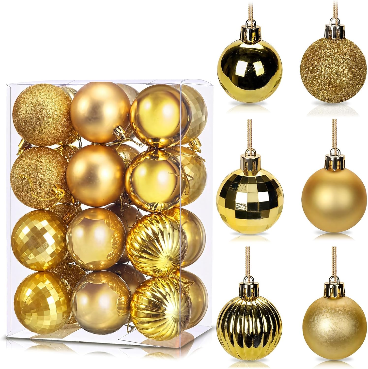 Detalle de 24Pcs Silvery Baubles for Christmas Tree, 6cm Shatterproof Plastic Ornaments – 24-Piece Set