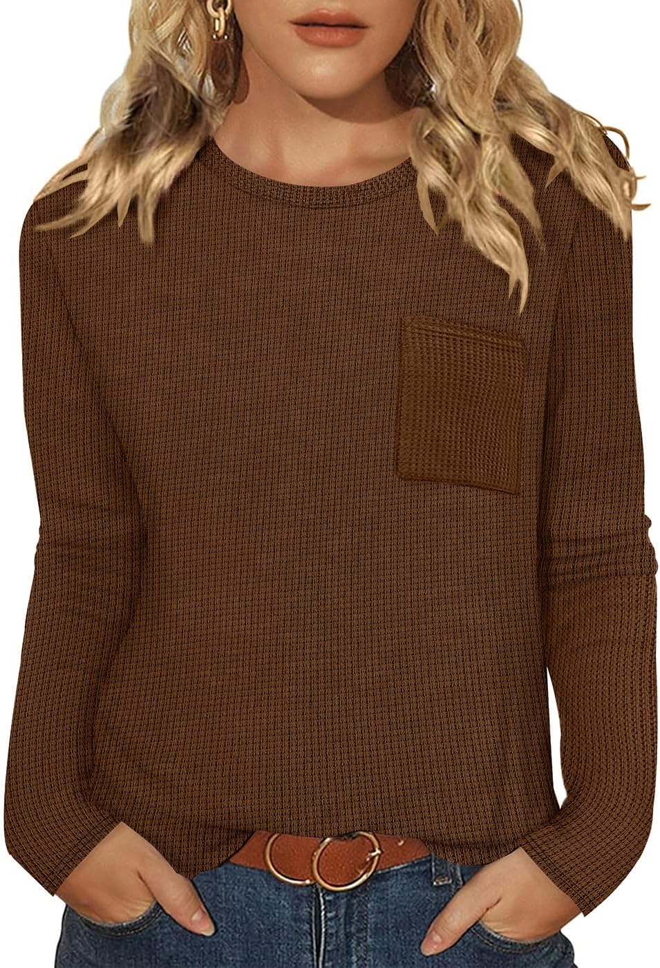Thumbnail 5 de WIHOLL Waffle Knit Long Sleeve Shirt for Women