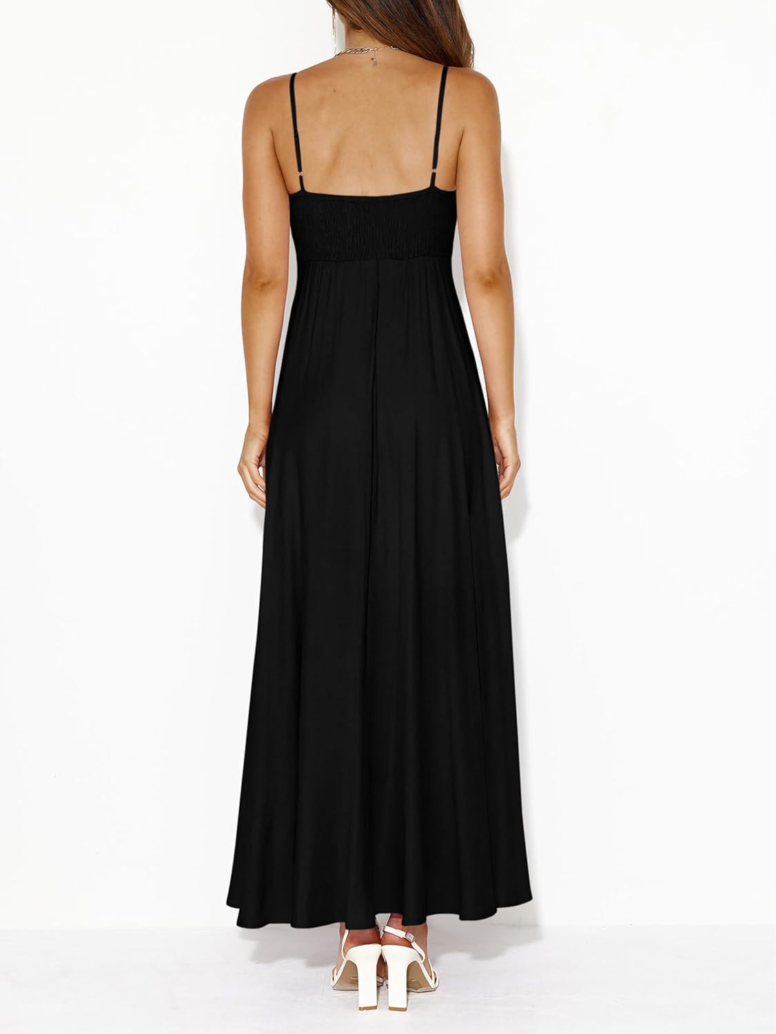 Detalle de PRETTYGARDEN Womens Spaghetti Strap Maxi Dress: Boho Summer Comfort and Flowy Style