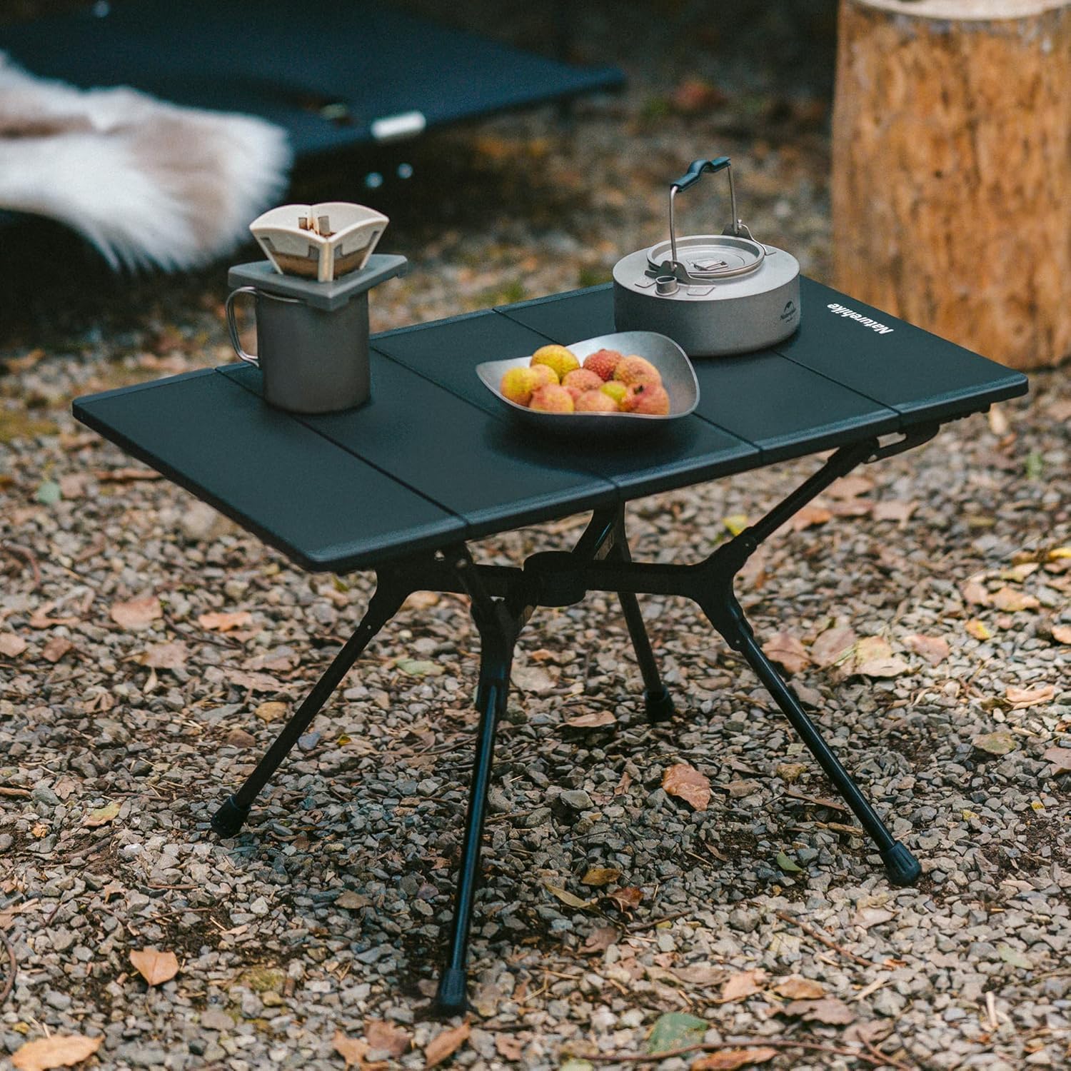 Detalle de Naturehike 6977465867100 campingbord i aluminium, hopfällbart med pulverlackerad skiva