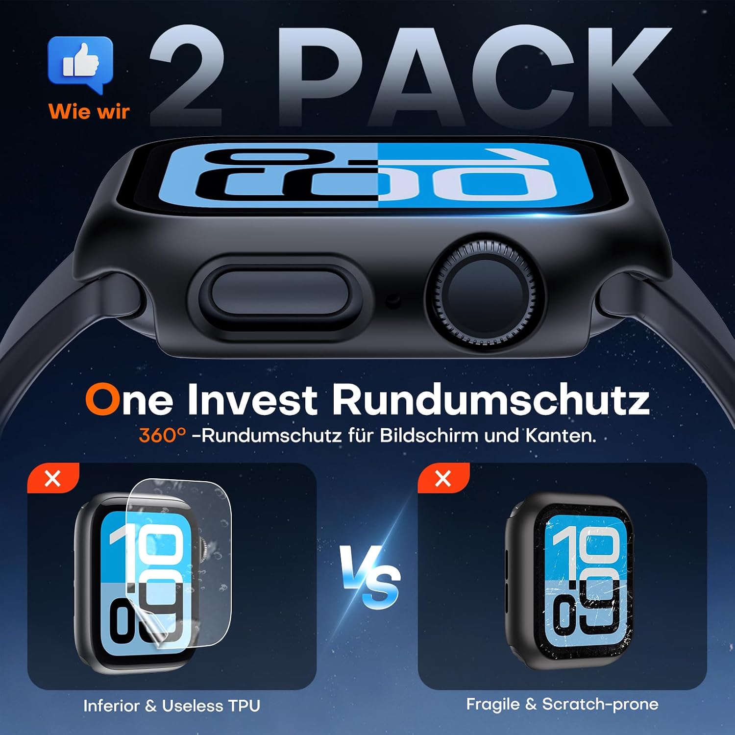 Thumbnail 1 de TAURI Apple Watch Hülle 44mm 2er Set