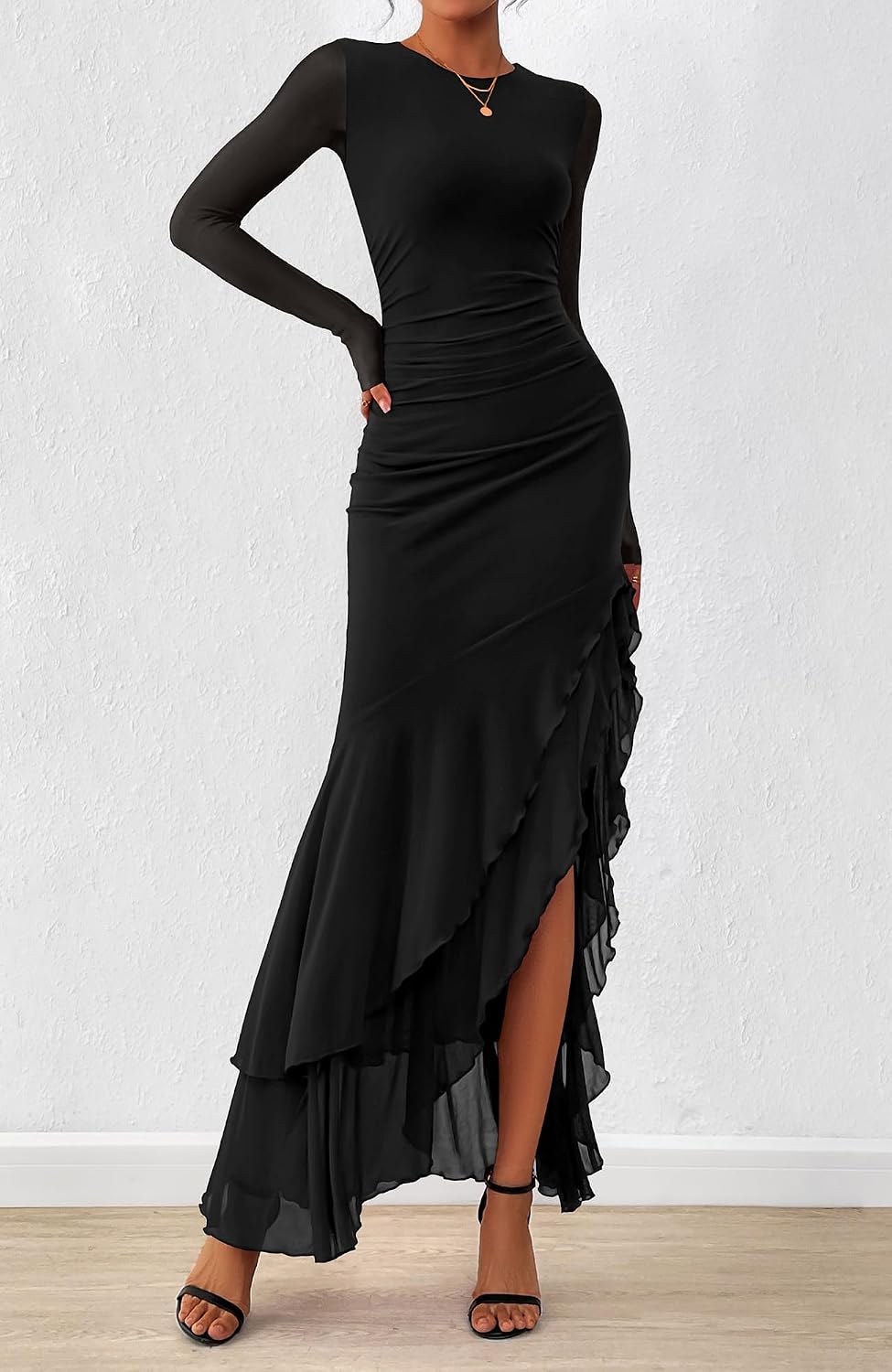 Detalle 2 de BTFBM Women's Maxi Dress 2026 Long Sleeve Ruched