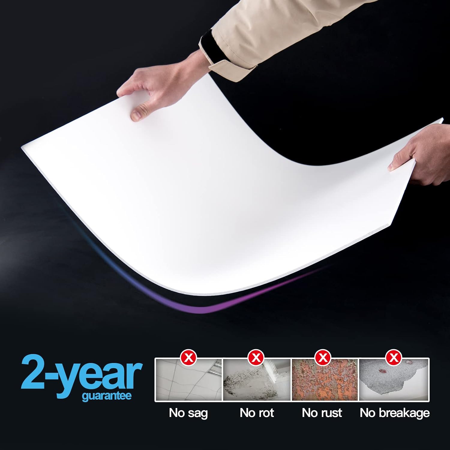 Thumbnail 5 de Art3d PVC Drop Ceiling Tiles in White (24x24in) — 24-Pack, Waterproof & No Sag