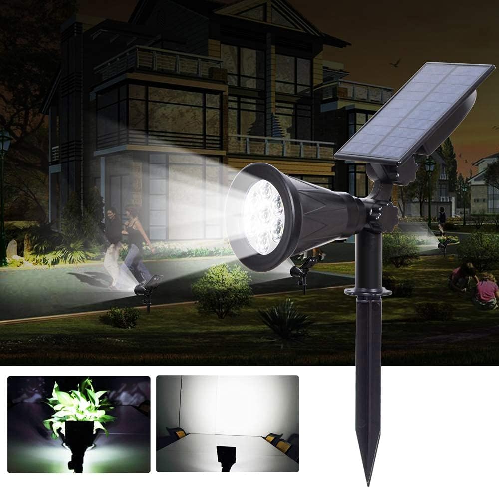 Detalle de ILIKEPOW Solar Lights Outdoor Bright Spotlight with 7 LEDs, 6000K Daylight White, 2-in-1 Wall/Ground Light