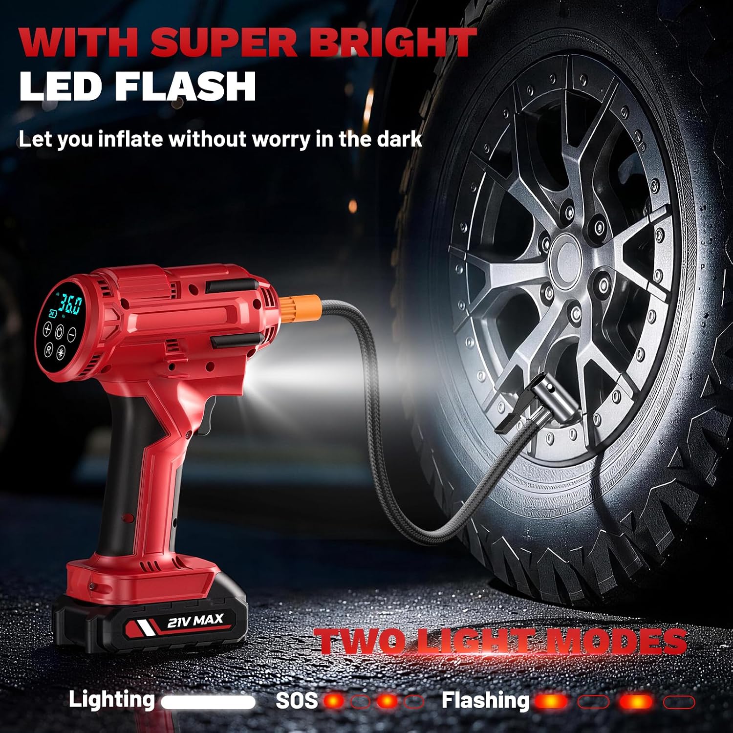 Detalle de YEPXZ Tire Inflator with 21V Battery
