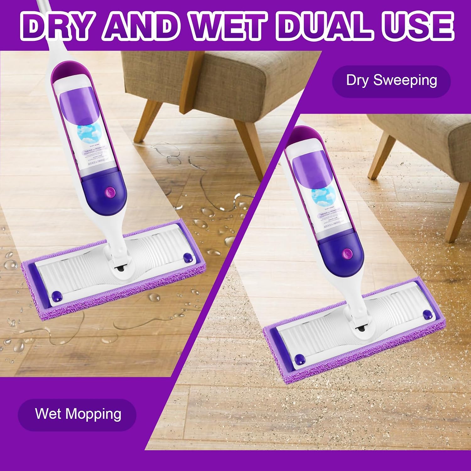 Detalle 2 de HOMEXCEL Reusable Microfiber Mop Pads 8-pack 🧹