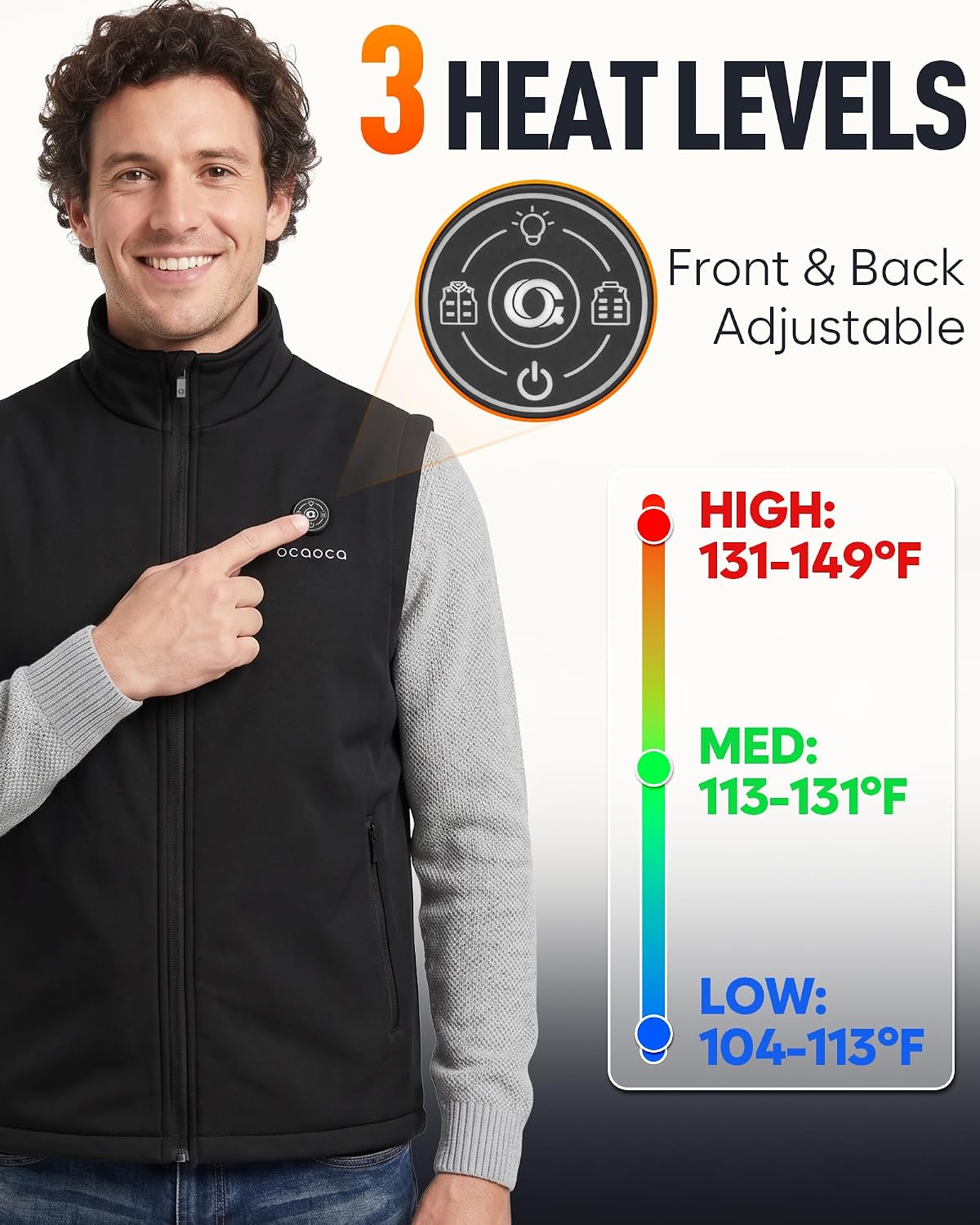 Detalle 2 de Men's Heated Fleece Vest 16,000mAh