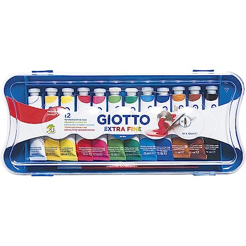 Detalle de GIOTTO Extra Fine Astuccio da 12 Tempere Extra Fine in Tubetto + 1 Pennello – 12 ml