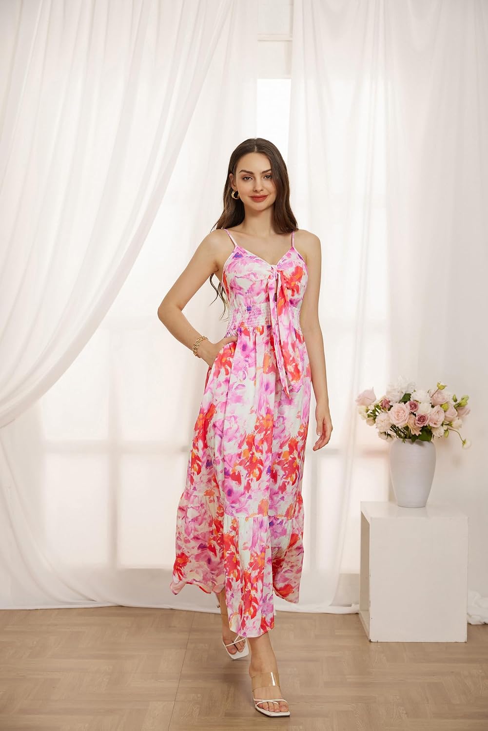Thumbnail 6 de GRACE KARIN Womens Summer Floral Maxi Dress: Boho-Chic Beachwear with Pocket