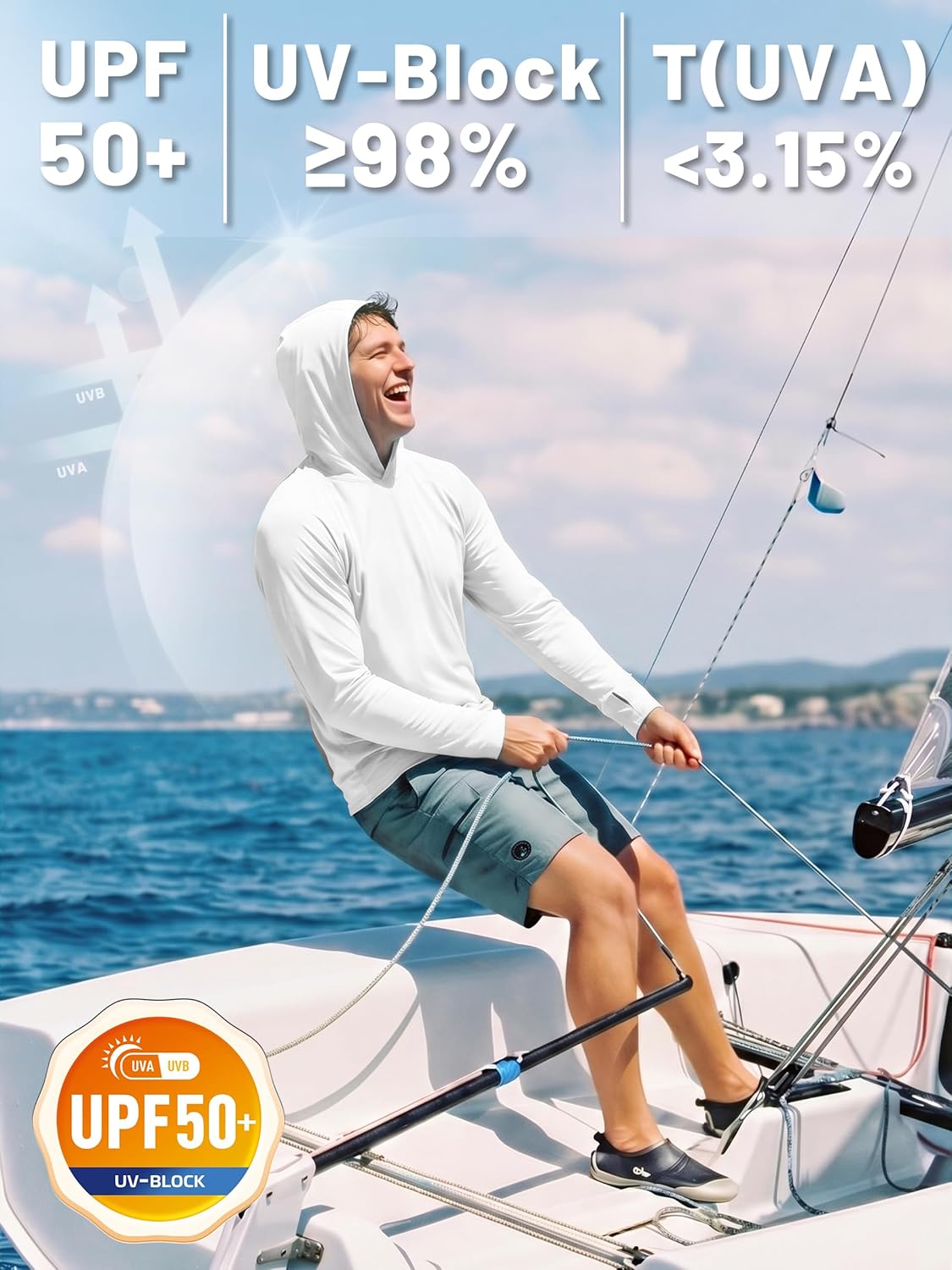 Thumbnail 2 de TACVASEN Herren UV-Schutz Hoodie mit Daumenloch (UPF 50+) – leichter Kapuzenpullover für Sommeraktivitäten