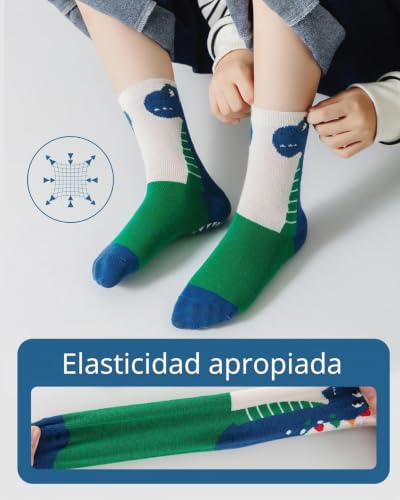 Detalle 2 de Kyopp: 5 pares de calcetines antideslizantes para niños (6–8 años) con motivos de animales