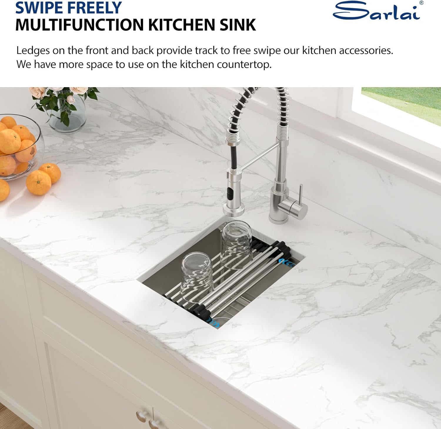 Detalle de Sarlai 12 Bar Sink Undermount Workstation – 12 x 15 Inch, 16 Gauge T304 Stainless Steel