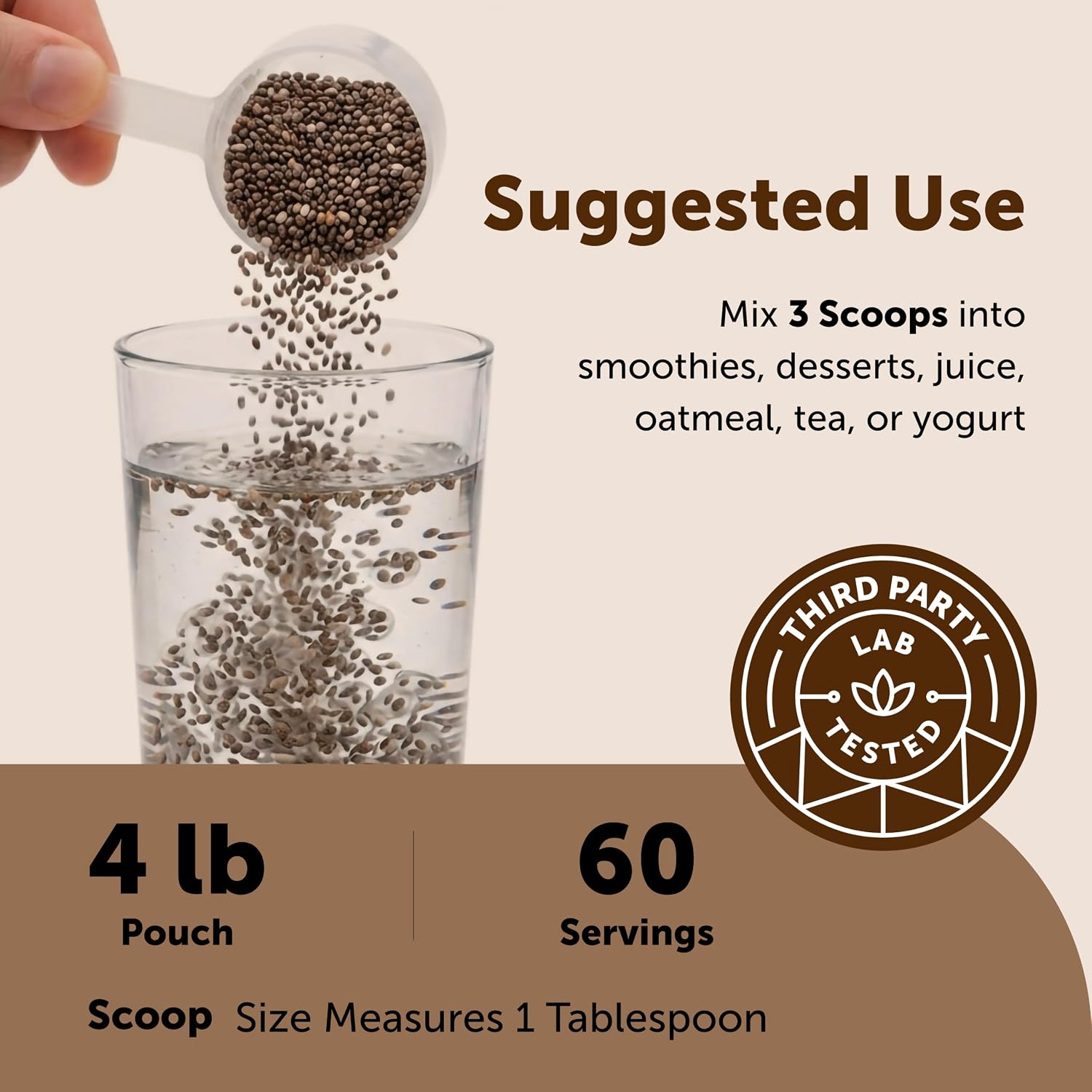 Detalle de Micro Ingredients Organic Chia Seeds, 4-Pound Whole Black Seeds