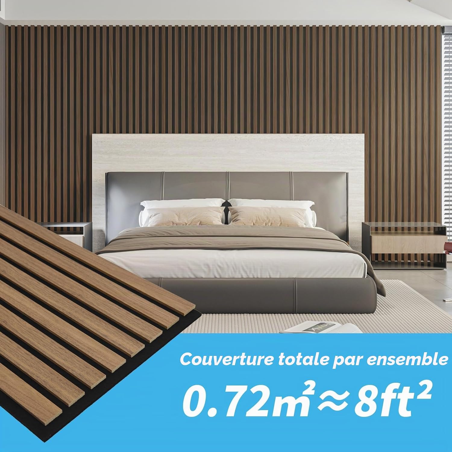 Detalle de Art3d Lot de 4 Panneaux Muraux Bois – Acoustique et Esthétique Naturelle